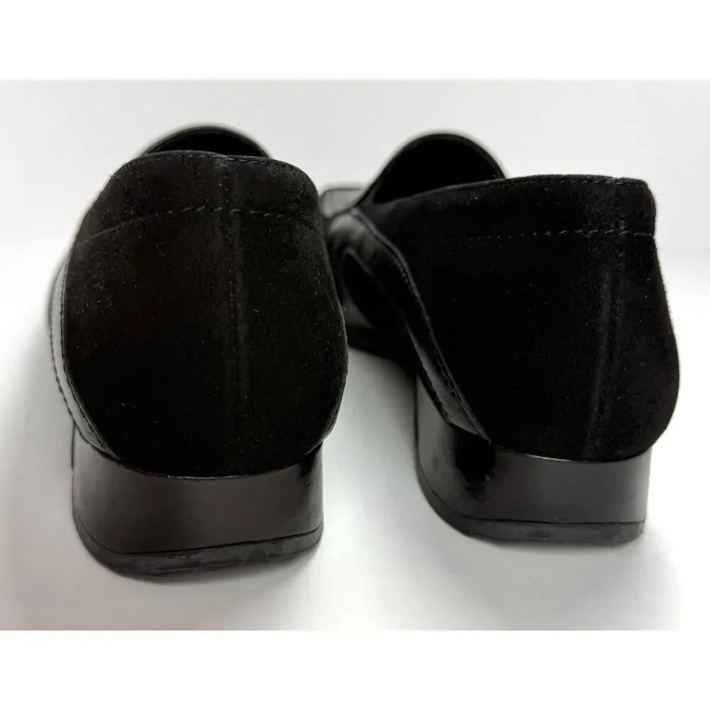 Paul Green Munchen Black Leather Suede Square Toe Loafers Sz 7.5 Made in Austria